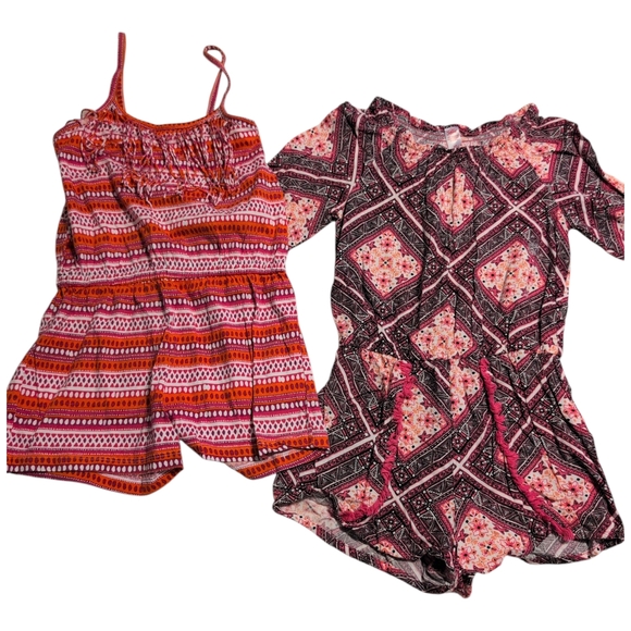 Justice Other - 2/$20 Colorful Patterned Rompers Justice & Children's Place